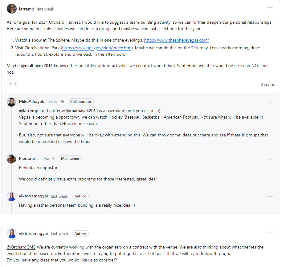 Orchard Harvest 2024 GitHub Discussion