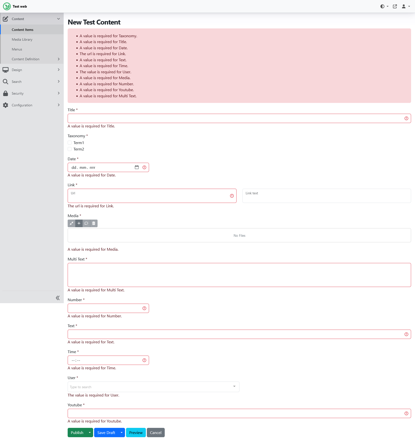 Consolidate admin required fields