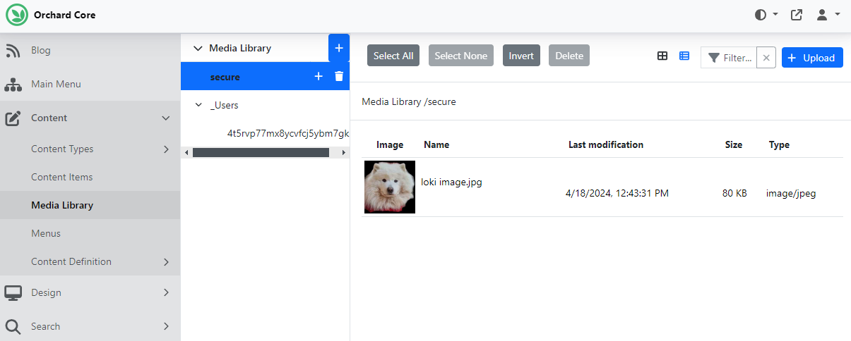 Creating the folder named secure