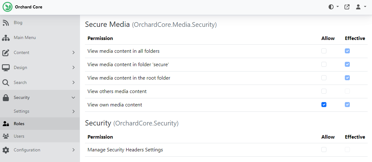Secure Media permissions