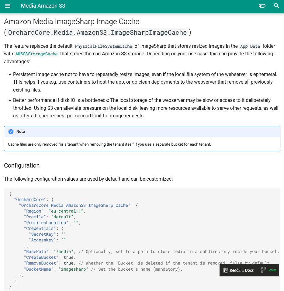 Amazon Media ImageSharp Image Cache documentation