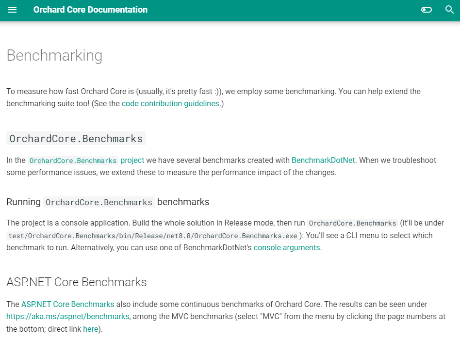 Orchard Core Benchmarking Documentation