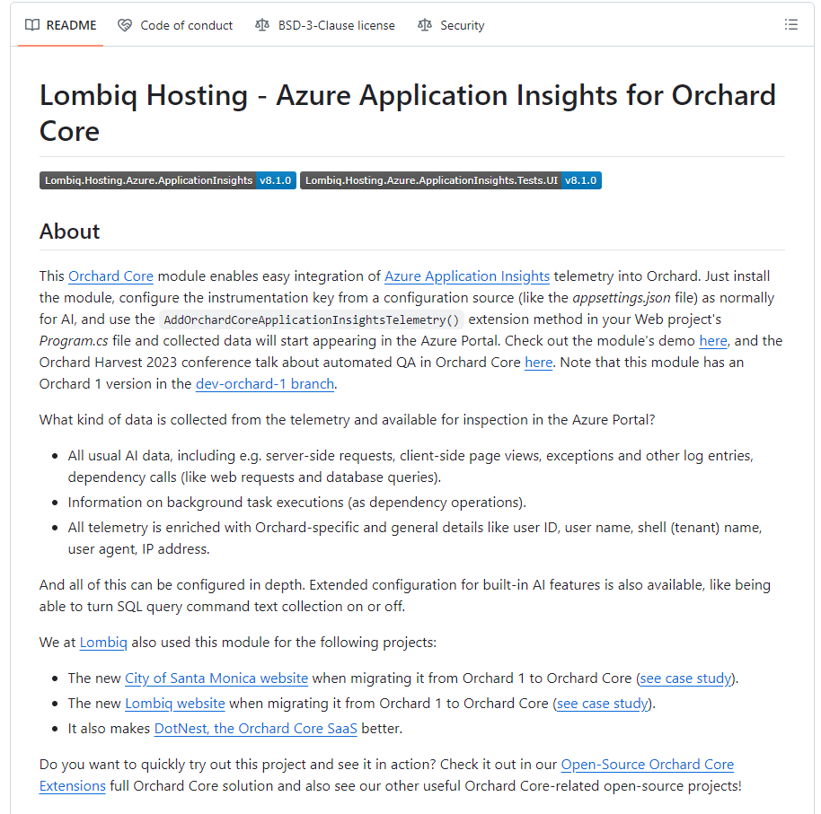 Lombiq Hosting - Azure Application Insights for Orchard Core