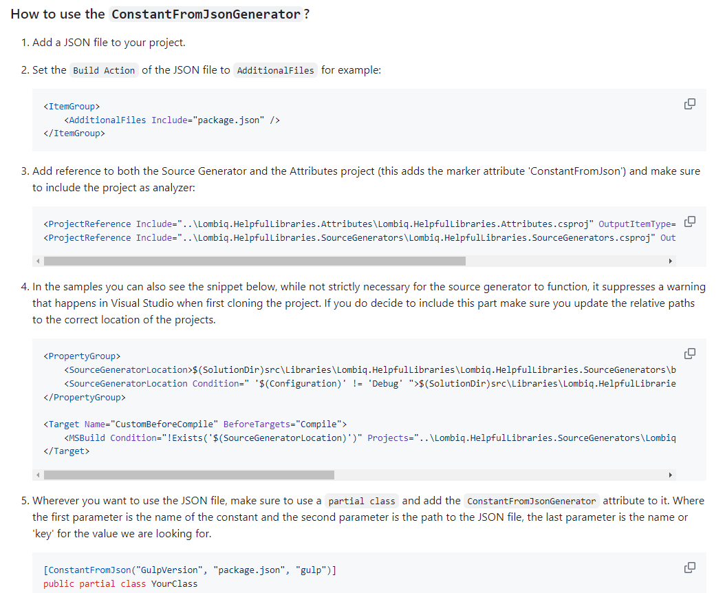 How to use the ConstantFromJsonGenerator