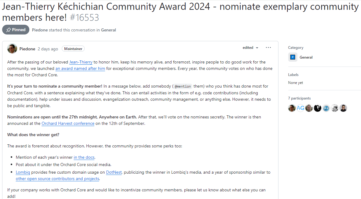 Jean-Thierry Kéchichian Community Award 2024