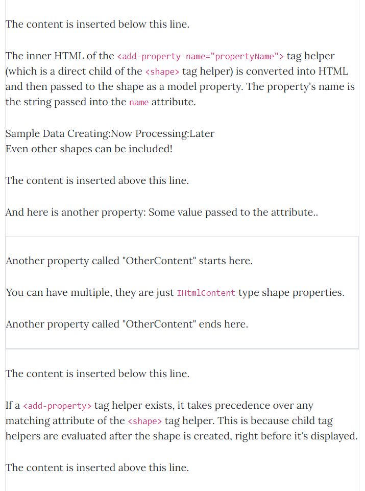 The rendered view of the AddProperty action