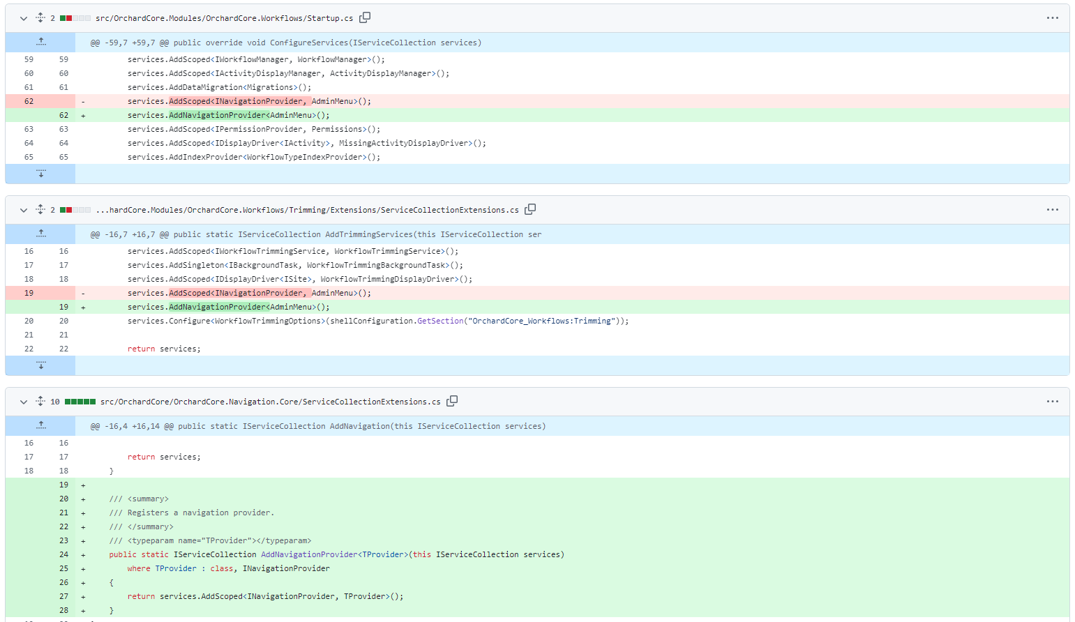 AddNavigationProvider extension