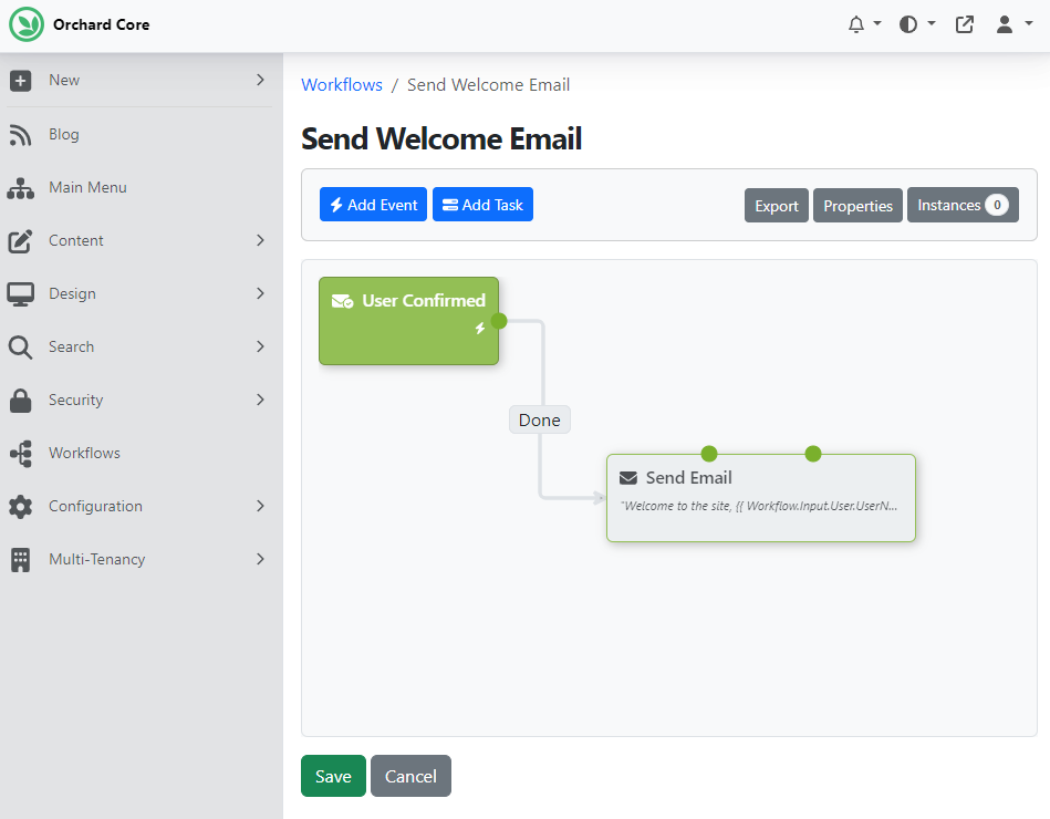 Send Welcome Email workflow