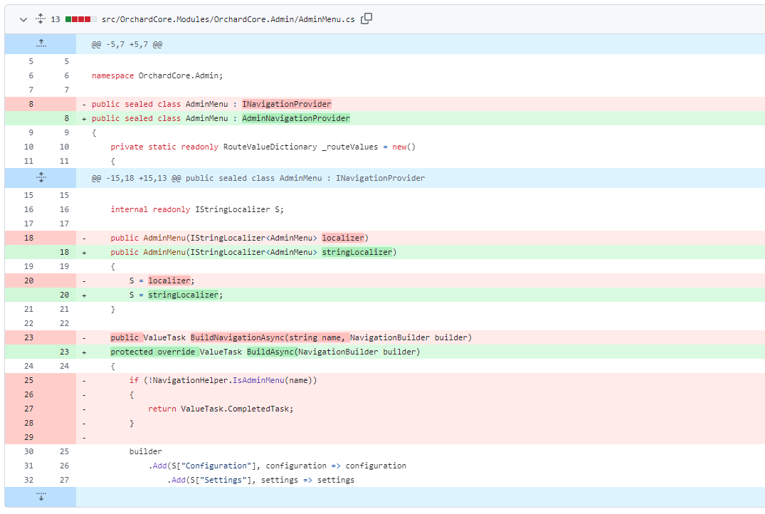 Add AdminNavigationProvider to cleanup AdminMenu