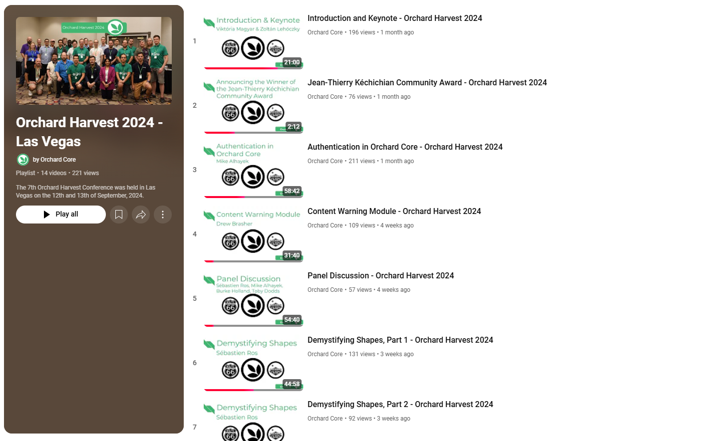 Orchard Harvest 2024 videos