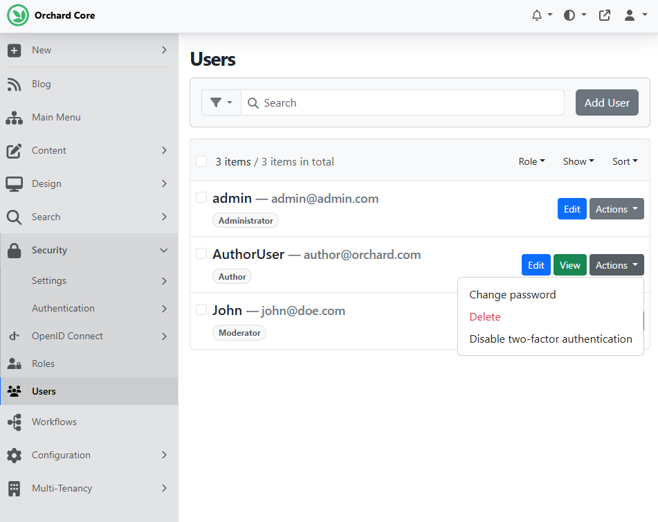 Users with permission can disable two-factor authentication