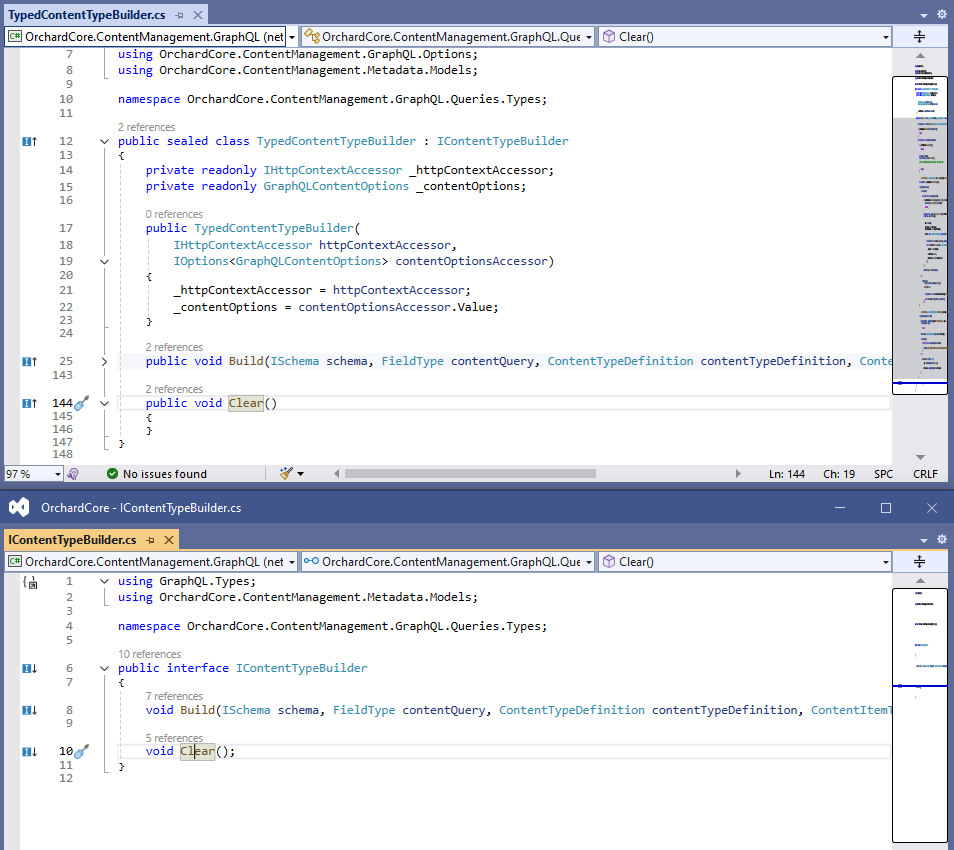 IContentTypeBuilder default implementation clear method