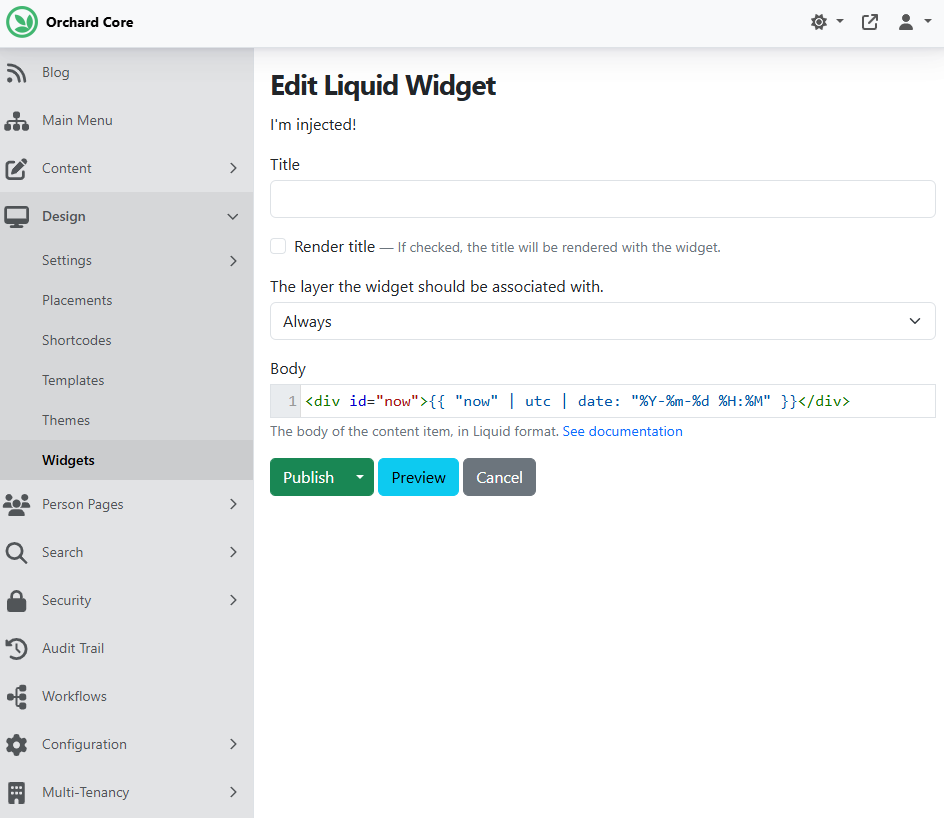 Liquid Widget to print the current date