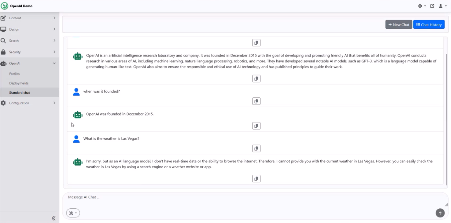 OpenAI Standard chat