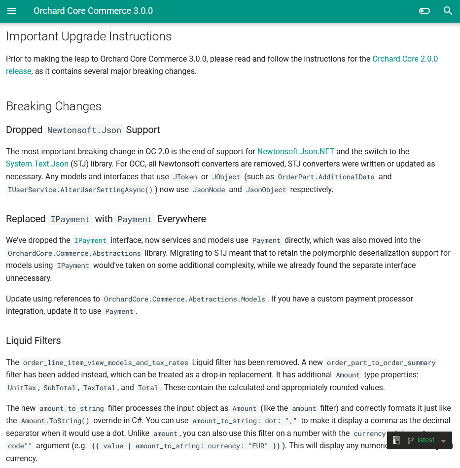 Orchard Core Commerce 3 Release Notes
