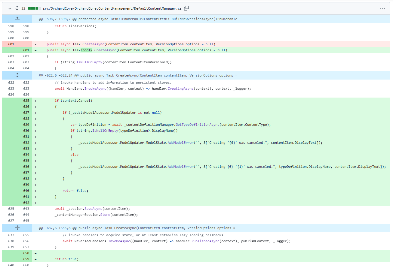 Adding a Cancel property to CreateContentContext