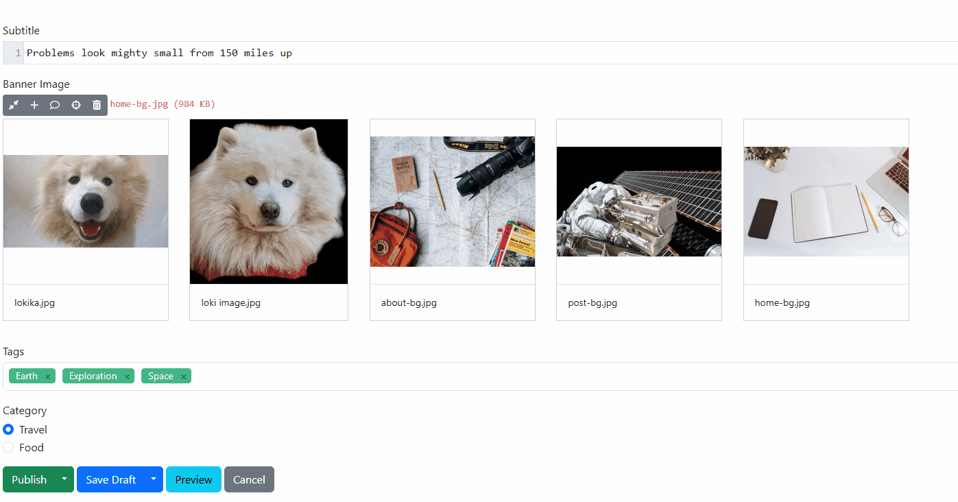 Multi-drag for Media Field