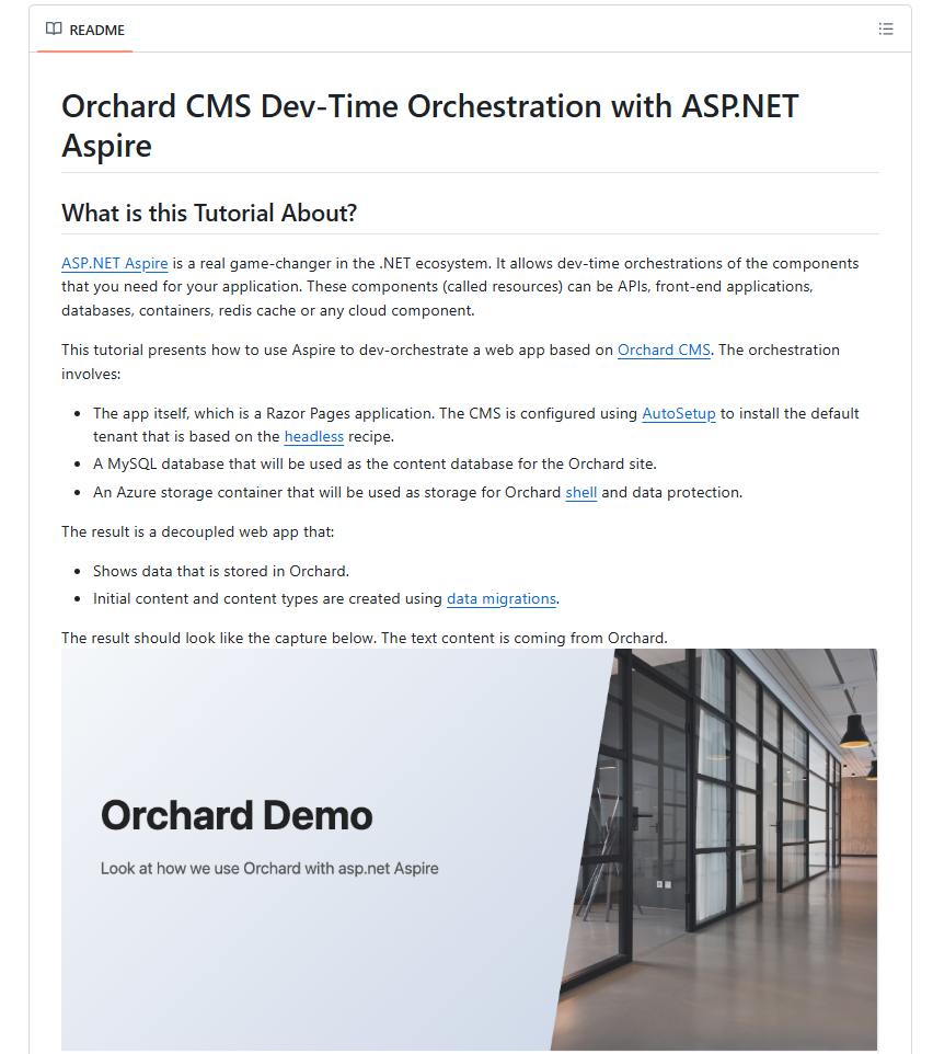 Orchard CMS Dev-Time Orchestration with ASP.NET Aspire