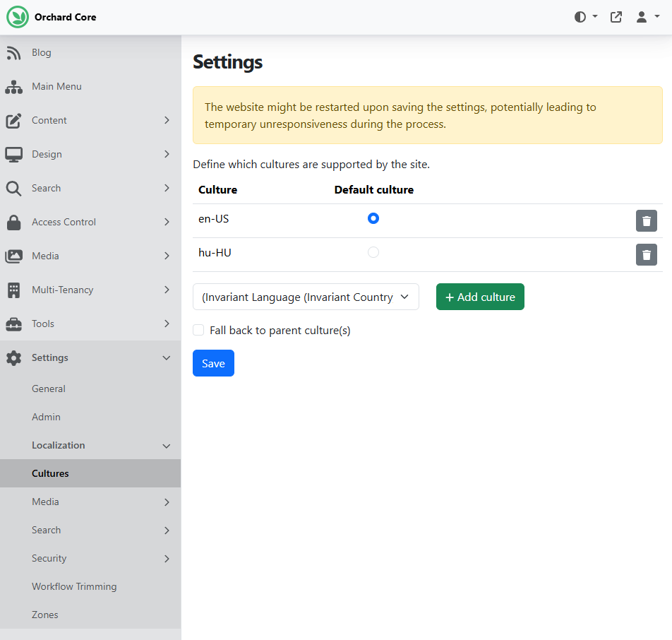 Allow to set whether to fall back to the parent culture or not through UI