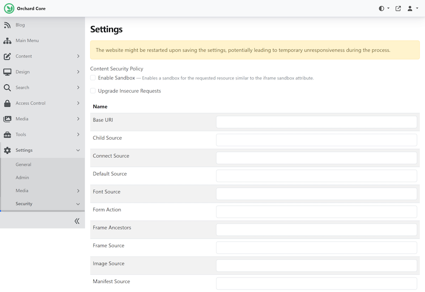 Simplify security headers settings using tabs legacy