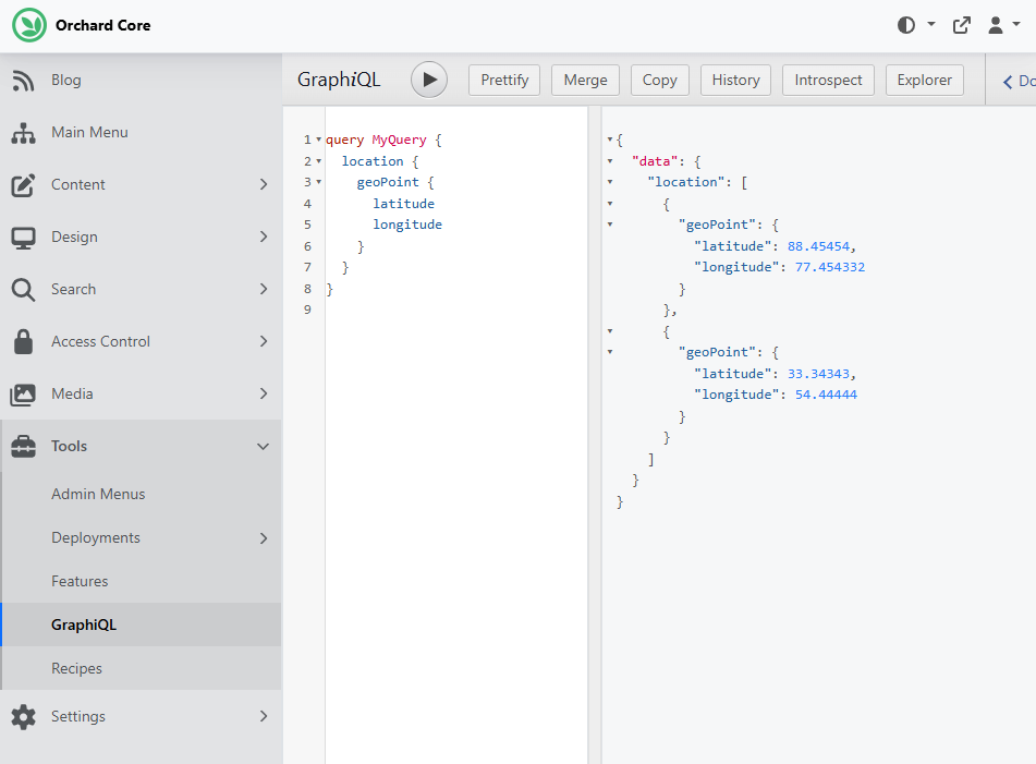 Adding GraphQL support for the GeoPoint Field