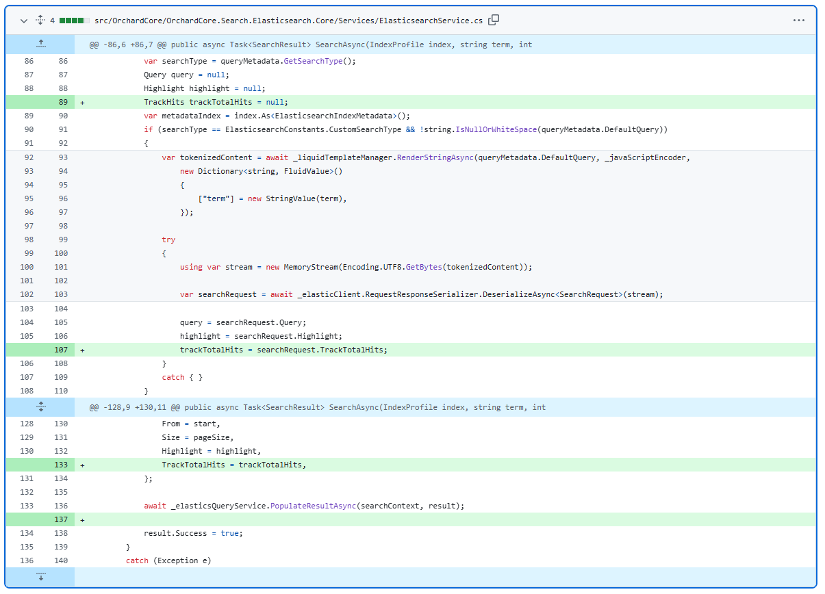 Adding track_total_hits_support in Elasticsearch