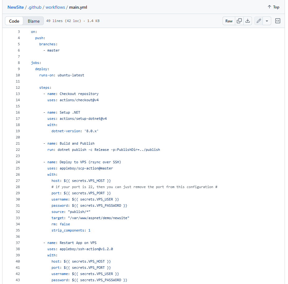 Deploy to VPS GitHub Workflows