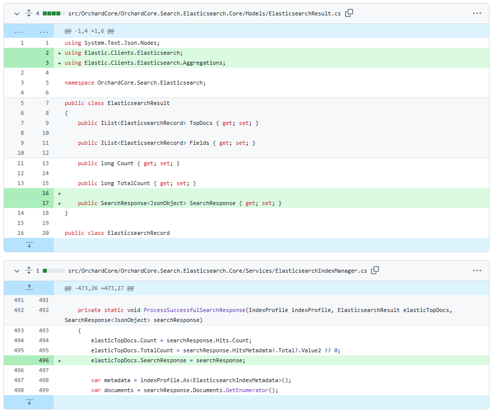Add Elasticsearch response to the search results