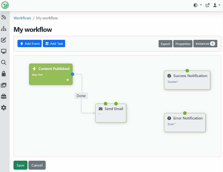 Add node title to each outcome in the workflow