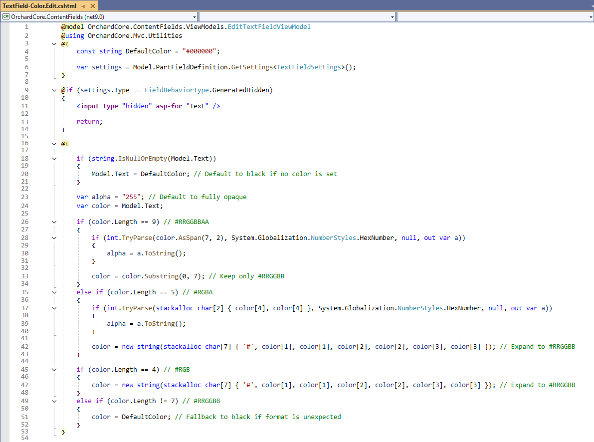 Fix the alpha slider functionality in the Color Editor for the Text Field