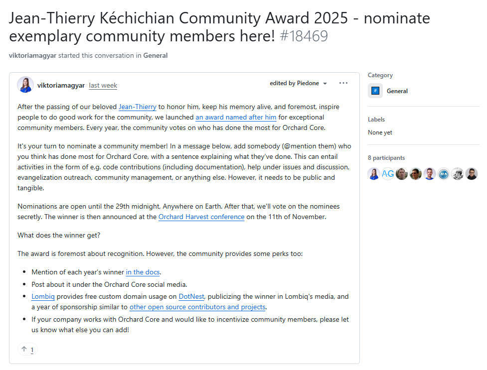Jean-Thierry Kéchichian Community Award 2025