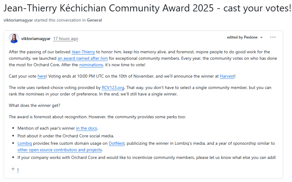 Jean-Thierry Kéchichian Community Award 2025 Cast your vote