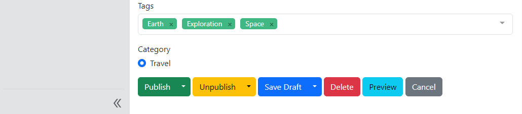 Add Delete and Unpublish buttons to the content editor