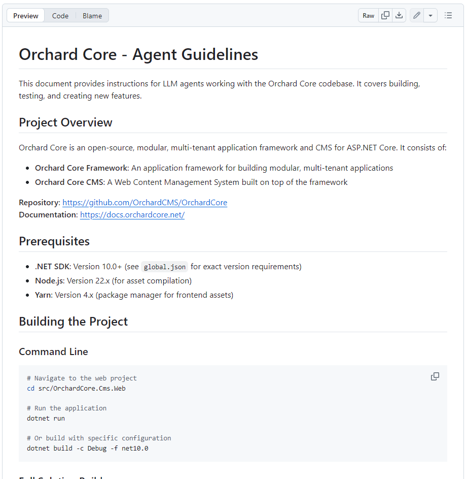 Orchard Core Agent Guidelines