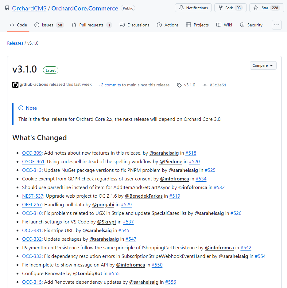 Orchard Core Commerce 3.1