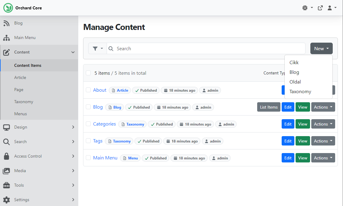 Localized Content Types