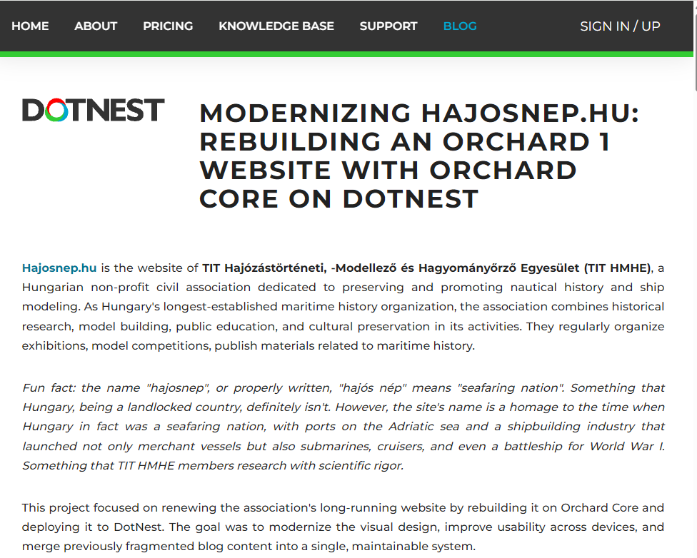 Modernizing hajosnep.hu case study