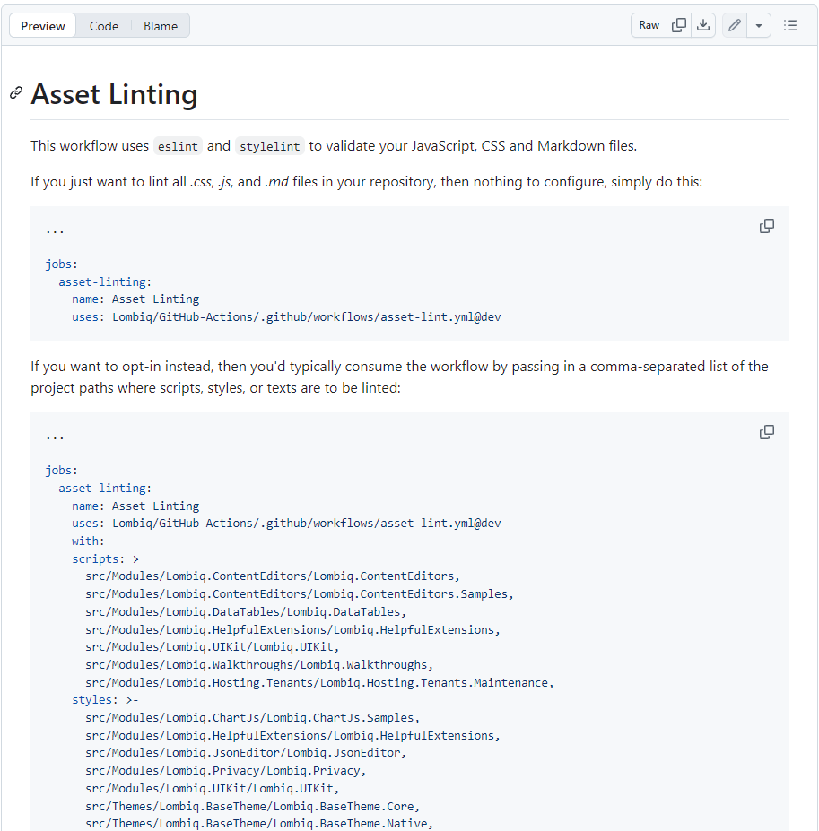 Asset Linting Lombiq GitHub Actions
