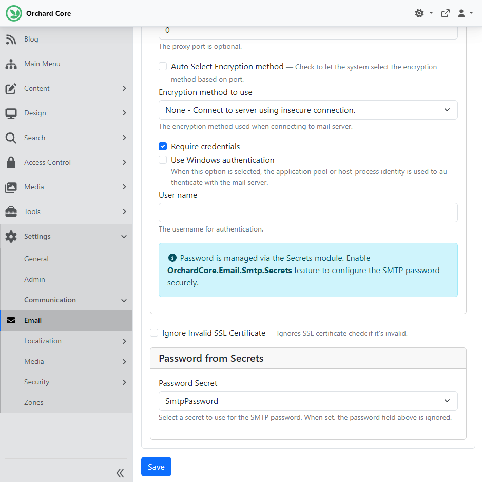 Using the SMTP password secret