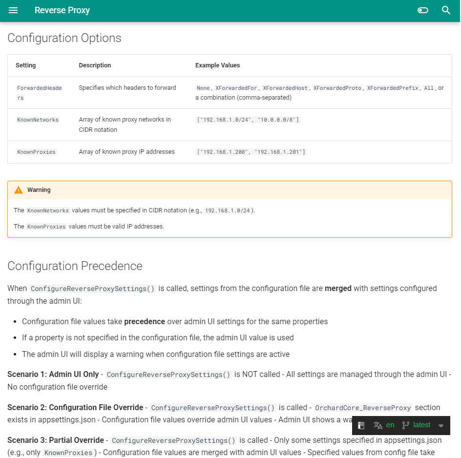 Allow override Reverse Proxy from configuration