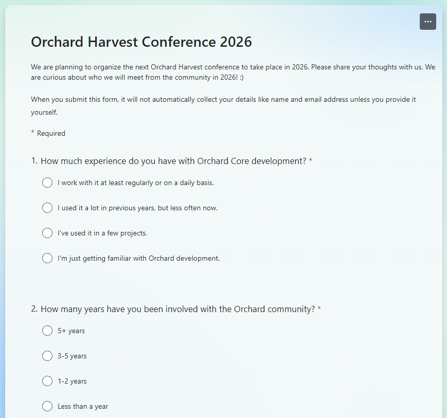 Orchard Harvest 2026 survey