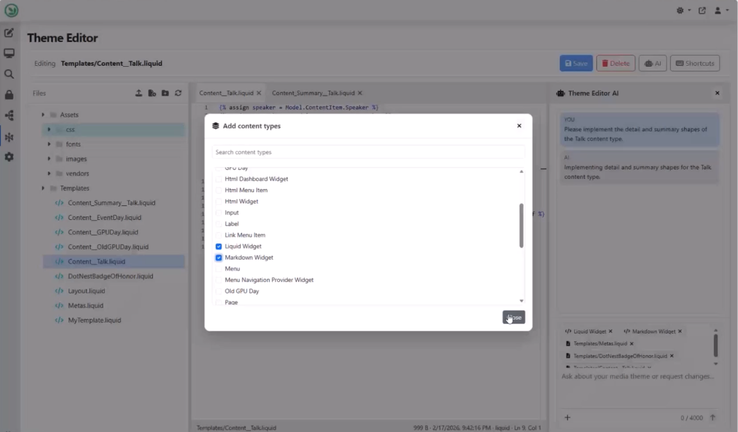Add content types to context