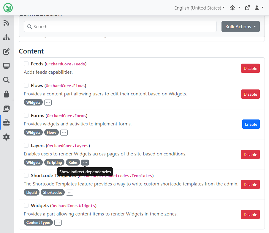 Improve feature dependency display and interactivity