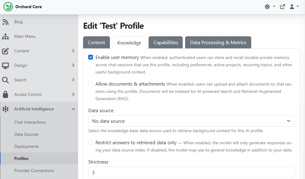 Set up an AI Profile
