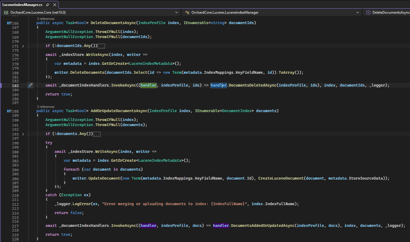 Utilizing new events in LuceneIndexManager