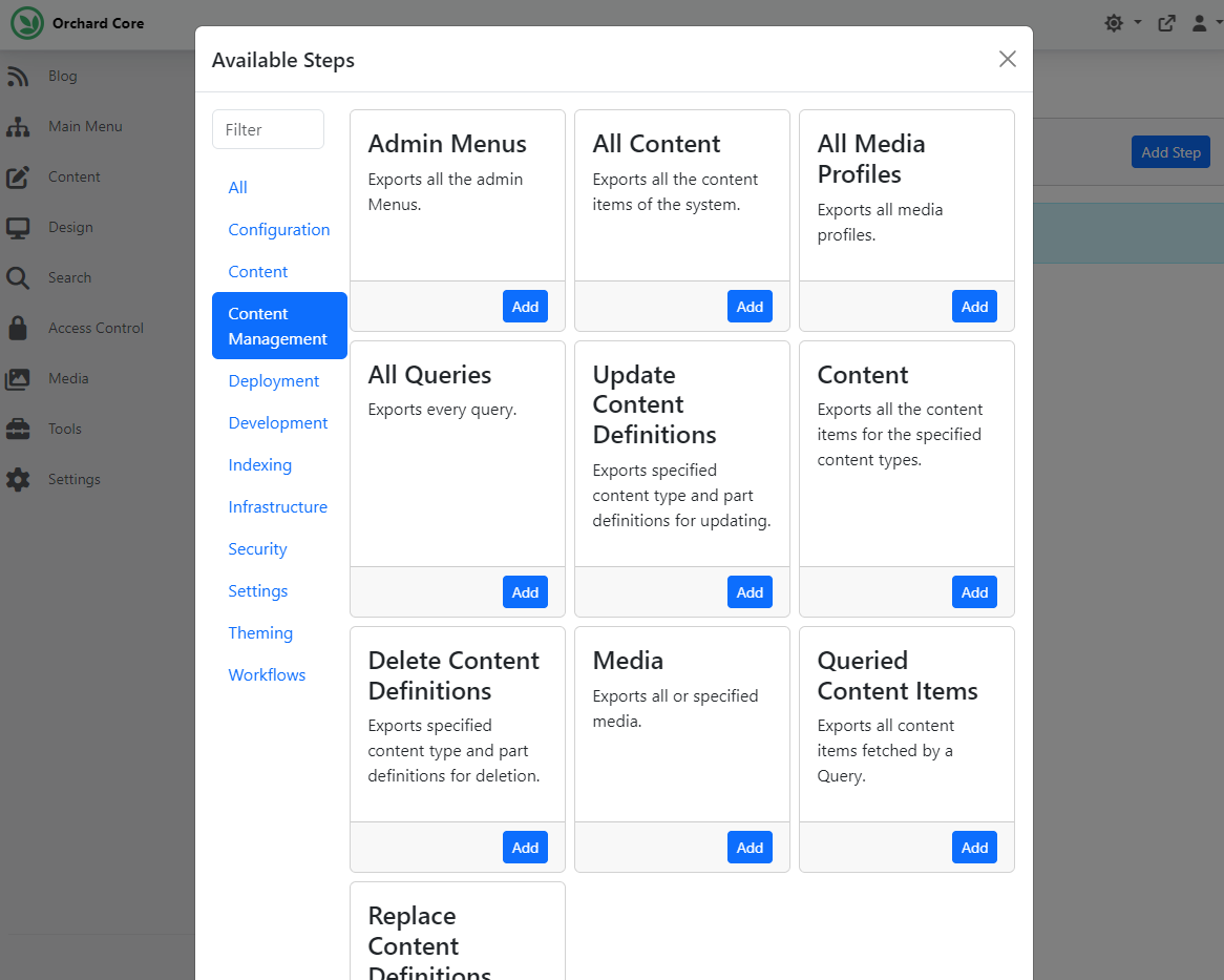 Category filtering for Deployment Steps