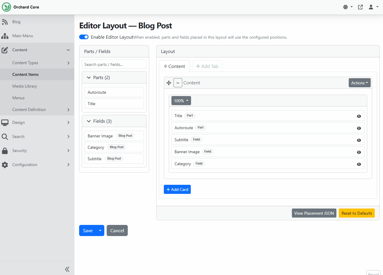 Editor Layout