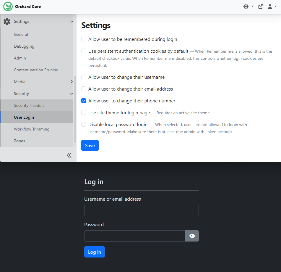 New Allow Remember Me login setting