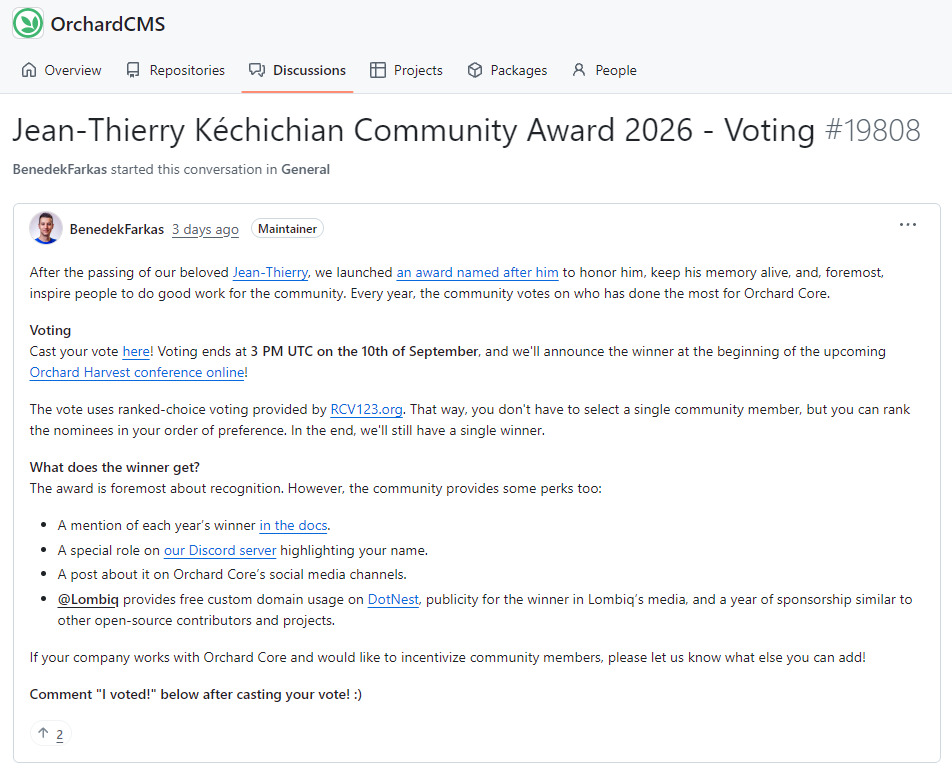 Community Award 2026 Vote