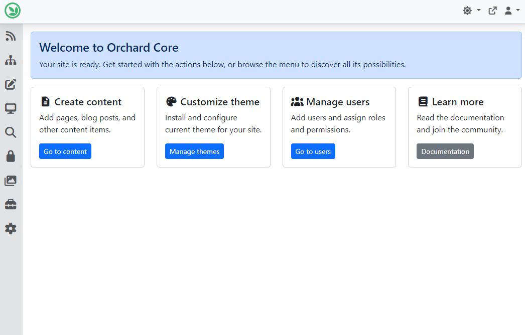Improved Admin landing page